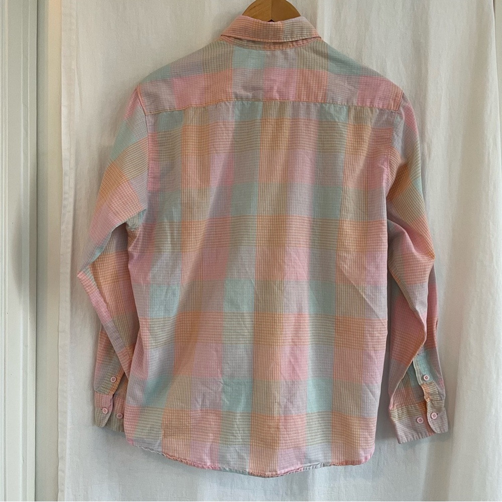 Diane Von Furstenberg Pastel Plaid Blouse, Vintage Preppy - Picture 3 of 8
